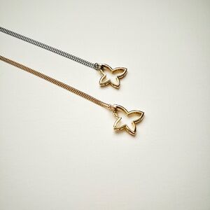 Two Tone Gold and Silver Butterfly carabiner clasp necklace